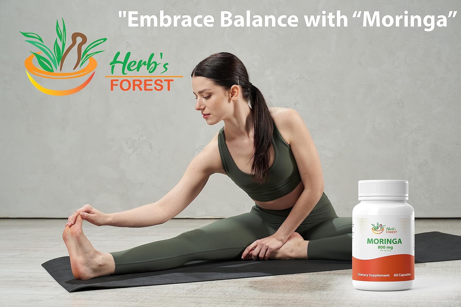 Organic Herb's Forest Moringa Leaf Powder Capsules, 800mg per Serving, Small Veg Capsules, Daily Nutrition for Women and Men