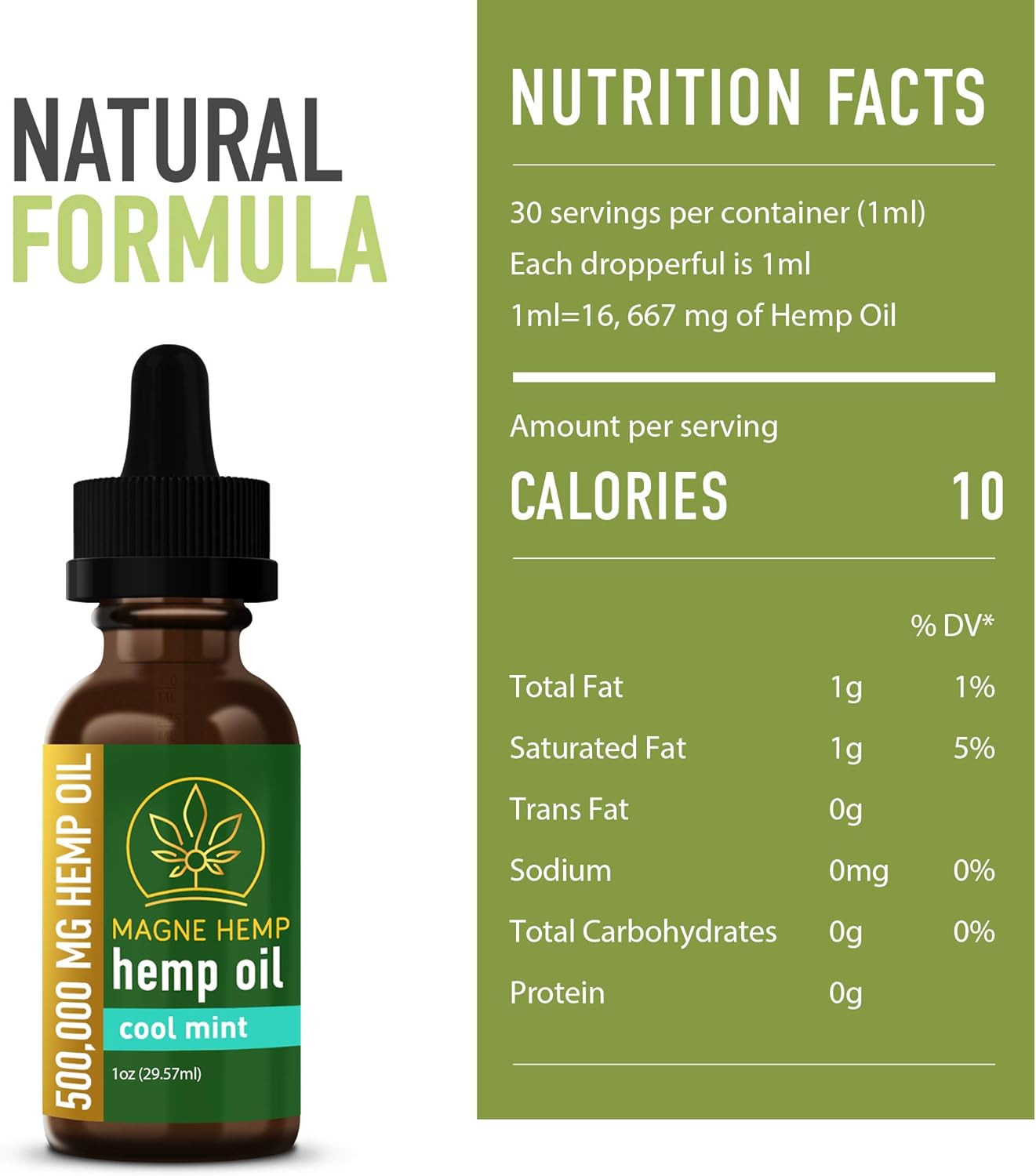 Organic High Potency 500,000mg THC-Free Cool Mint metabolism booster Oil Extract with Essential Oils for Joint Support and Mood Enhancement
