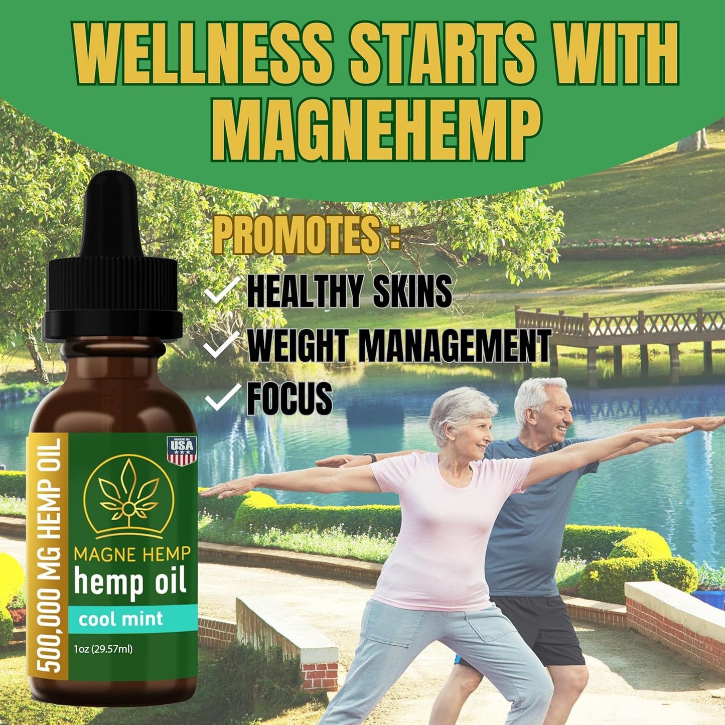 Organic High Potency 500,000mg THC-Free Cool Mint metabolism booster Oil Extract with Essential Oils for Joint Support and Mood Enhancement
