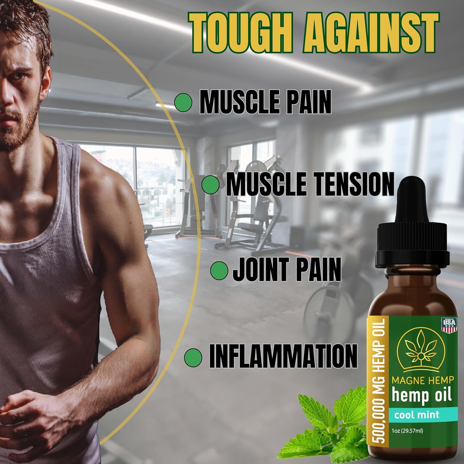 Organic High Potency 500,000mg THC-Free Cool Mint metabolism booster Oil Extract with Essential Oils for Joint Support and Mood Enhancement