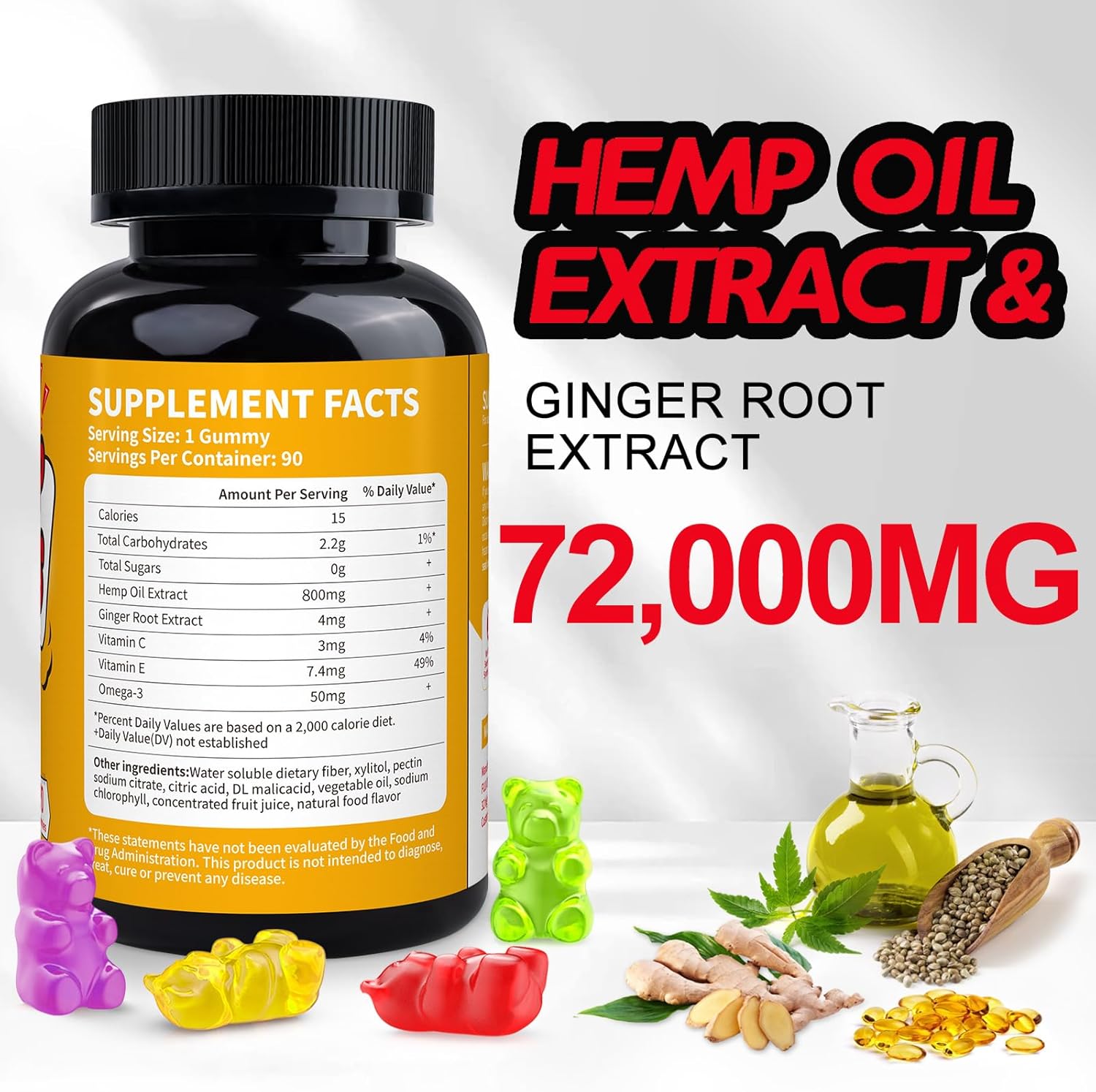 Organic High Potency metabolism booster Gummies with Pure Oil Extract - for Better Sleep, Pain Relief, and Mood Support - Vegan and Non-GMO Edibles