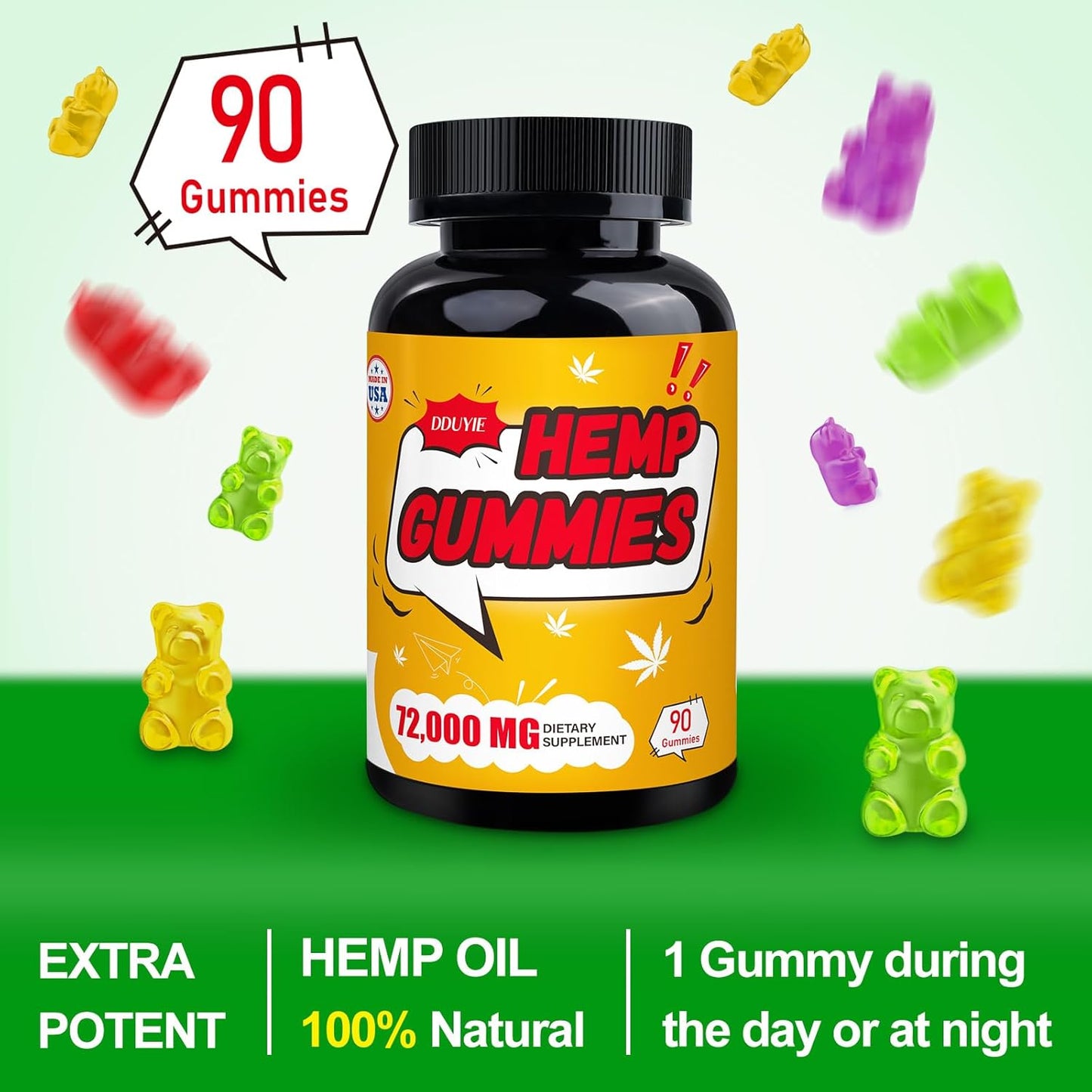Organic High Potency metabolism booster Gummies with Pure Oil Extract - for Better Sleep, Pain Relief, and Mood Support - Vegan and Non-GMO Edibles