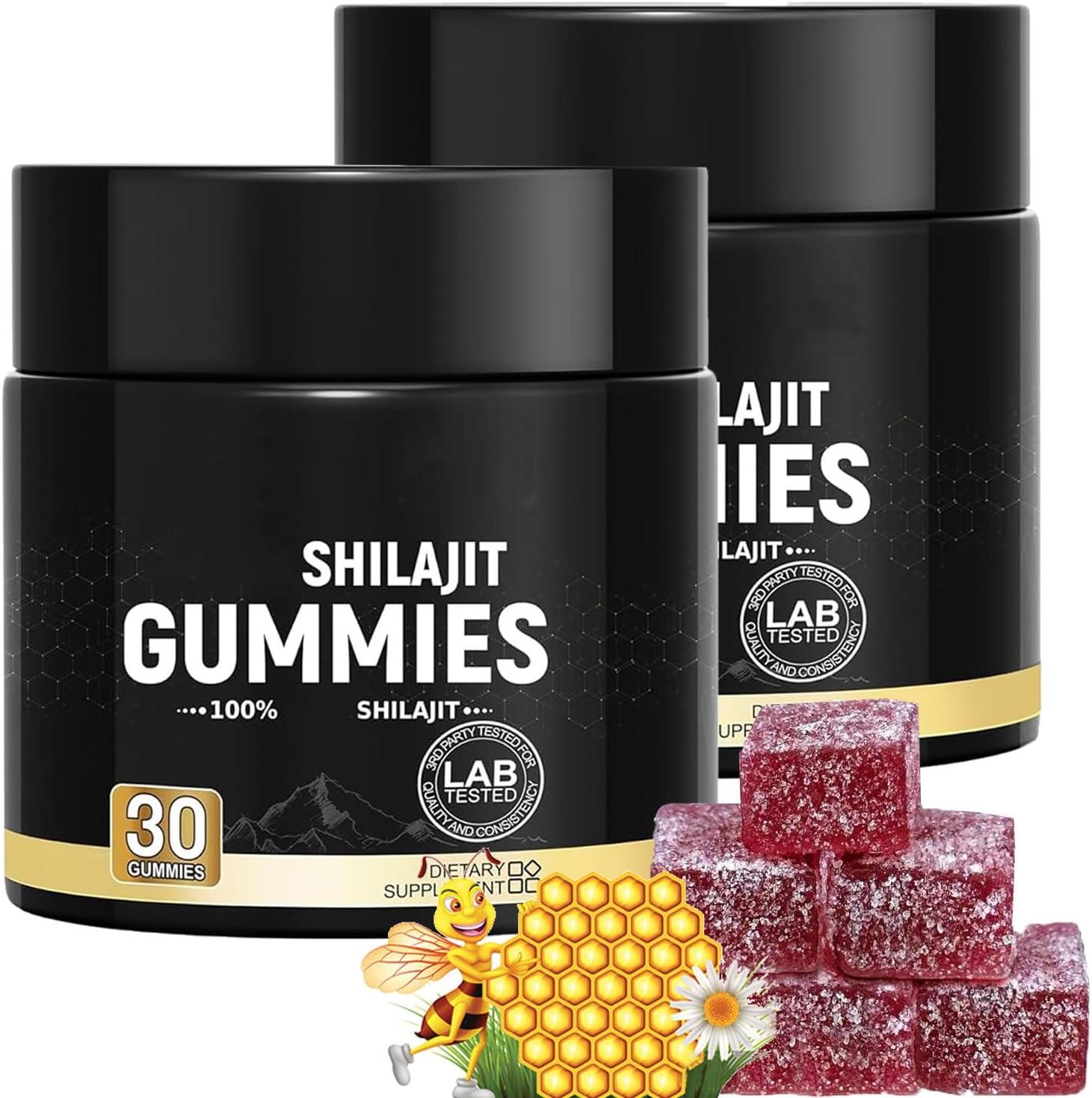 Organic Himalayan Gold Grade Shilajit Gummies with Manuka Honey | Blood Orange Flavor | 85+ Trace Minerals & Fulvic Acid for Energy & Focus | 30 Count