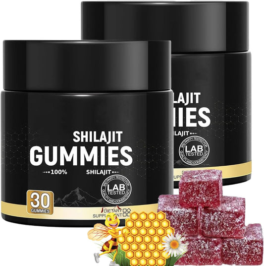 Organic Himalayan Gold Grade Shilajit Gummies with Manuka Honey | Blood Orange Flavor | 85+ Trace Minerals & Fulvic Acid for Energy & Focus | 30 Count