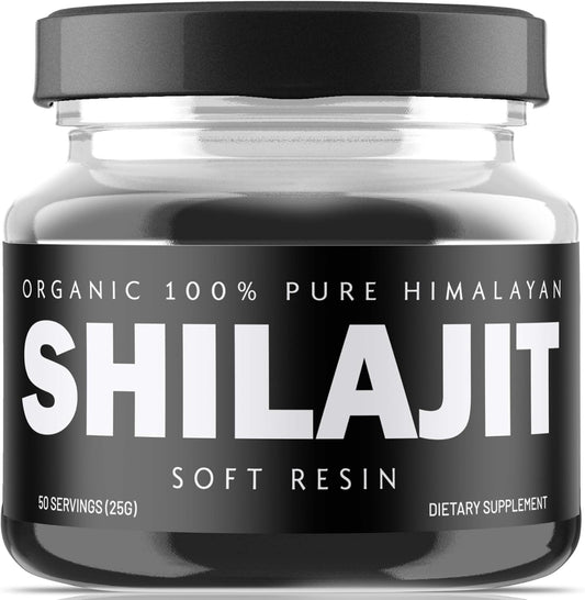 Organic Himalayan Shilajit Resin Supplement - 500mg Pure Natural Resin with 85+ Trace Minerals & Fulvic Acid - High Altitude Sourced