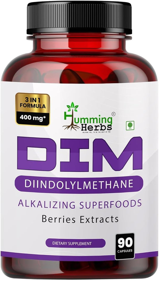Organic Humming Herbs DIM Supplement with Spirulina, Berries, and Black Pepper Extract - 90 Capsules