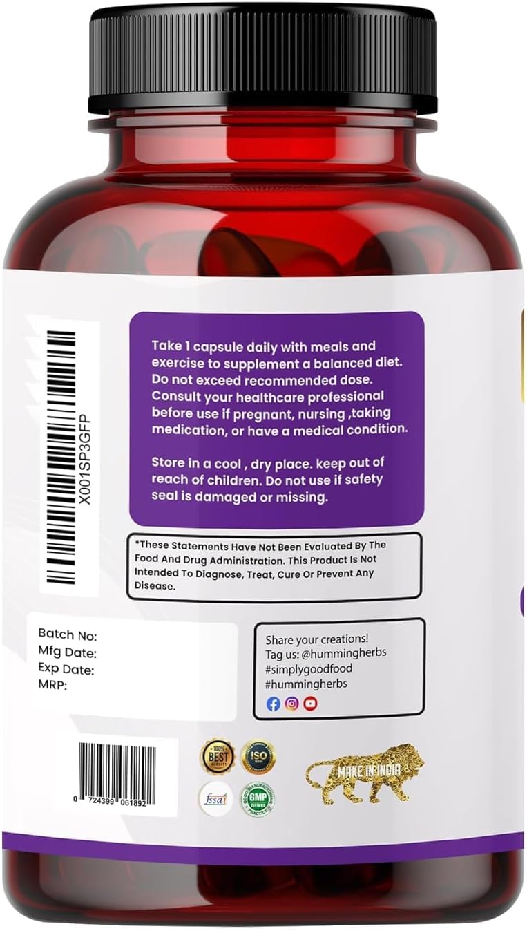 Organic Humming Herbs DIM Supplement with Spirulina, Berries, and Black Pepper Extract - 90 Capsules