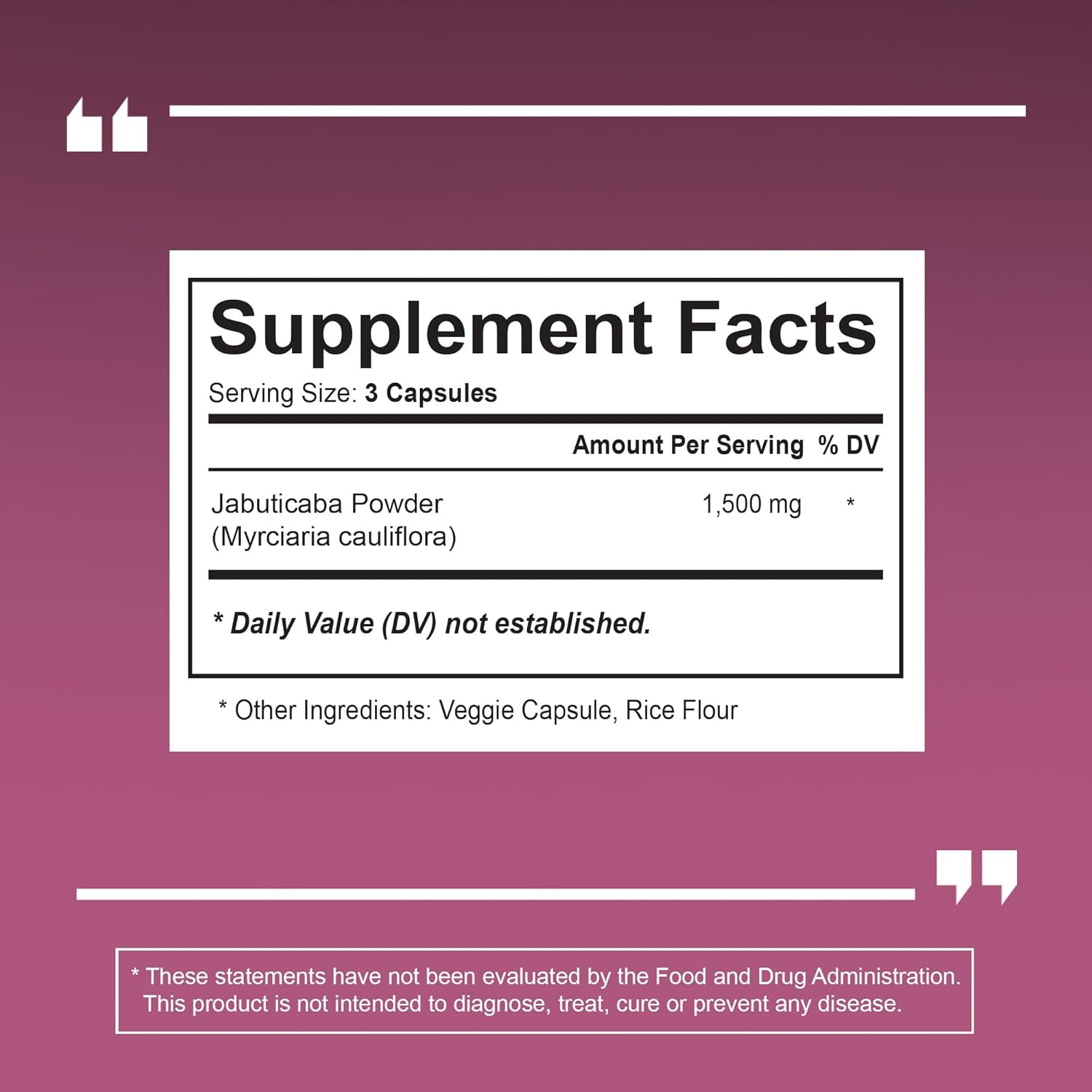 Organic Jabuticaba Fruit Powder Capsules - 1500mg Antioxidant Supplement for Lung Health, Digestion, Immune Support - 180 Vegan Capsules, Non-GMO, Gluten-Free