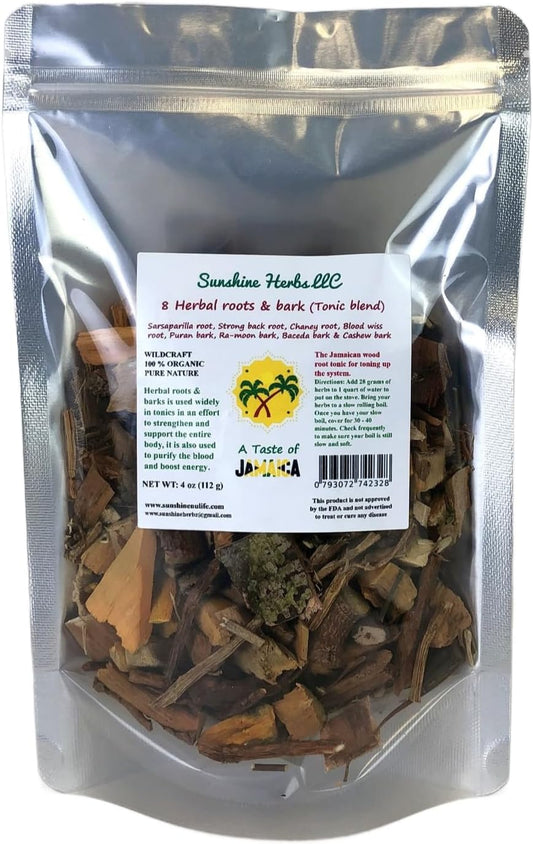 Organic Jamaican Wildcrafted Herbal Roots and Bark Tonic Blend - 4 oz - Sunshine Herbs LLC