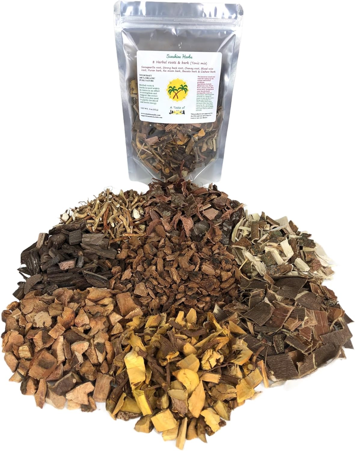 Organic Jamaican Wildcrafted Herbal Roots and Bark Tonic Blend - 4 oz - Sunshine Herbs LLC