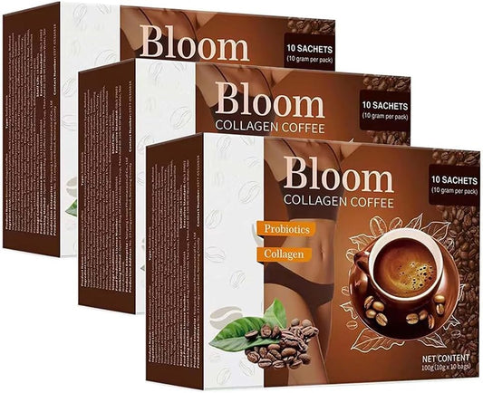 Organic Japanese Kwiphiny Bloom Coffee Collagen, Recommended by Nutritionists, for Women and Men (3 Boxes)