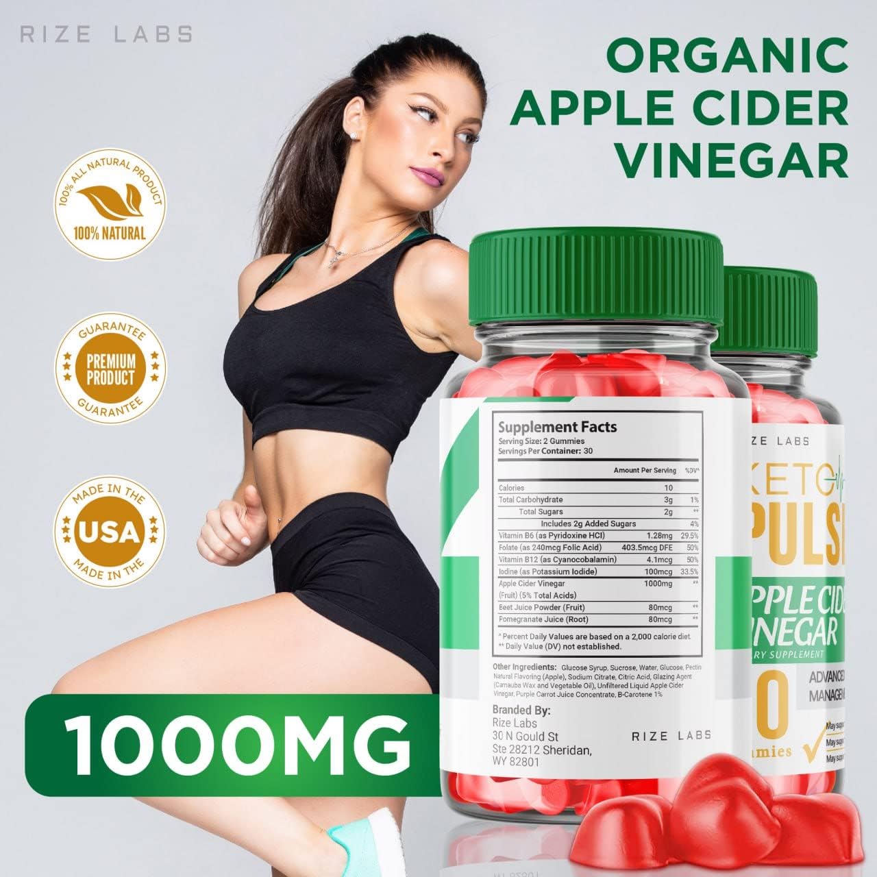 Organic Keto Pulse ACV Gummies for  Slimming Formula  - Advanced Keto+ACV Formula with Apple Cider Vinegar - 60 Gomitas