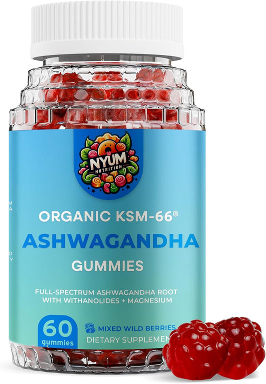 Organic KSM-66 Ashwagandha Mixed Wild Berries Gummies 3-Pack by NYUM Nutrition™ with Fucoidan Force