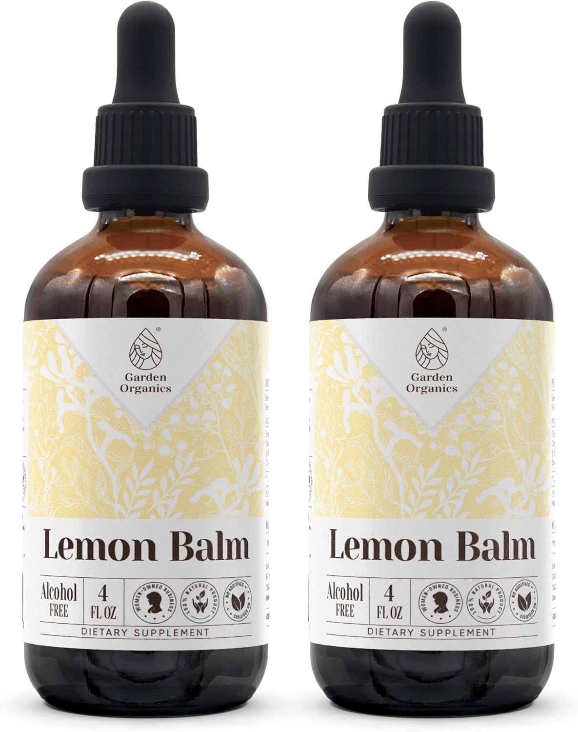 Organic Lemon Balm Tincture Extract, Alcohol-Free Immune System Booster, 100% Natural Liquid Drops (2x4 fl oz)