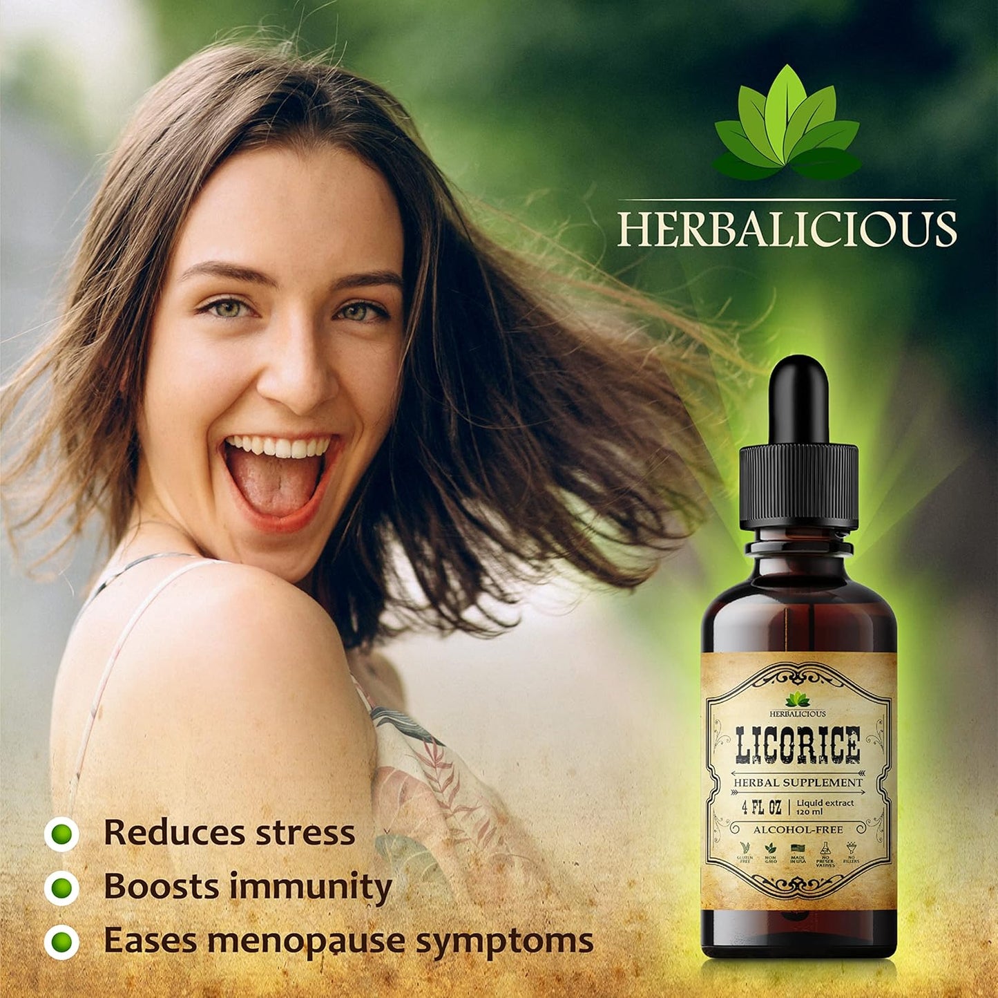 Organic Licorice Root Extract Supplement for Digestion, Respiratory Health, Adrenal Fatigue, and Immunity - 4 Fl Oz