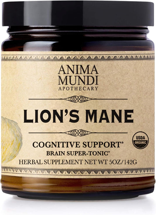 Organic Lions Mane Brain Support Powder - Anima Mundi Apothecary Mushroom Supplement (5oz / 141g)