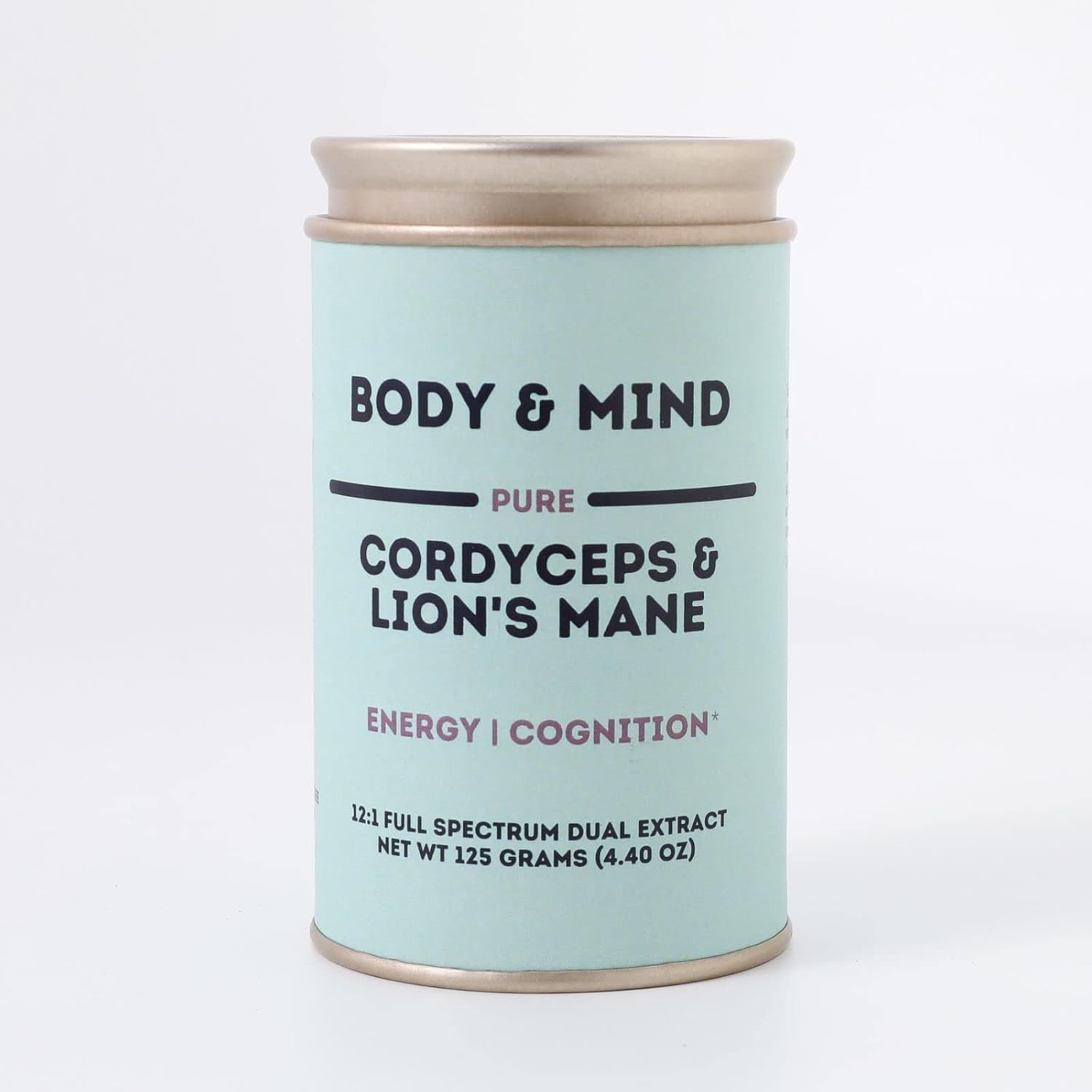 Organic Lion's Mane & Cordyceps Mushrooms Extract for Focus, Energy, and Endurance - 100% Fruiting Bodies - 125g