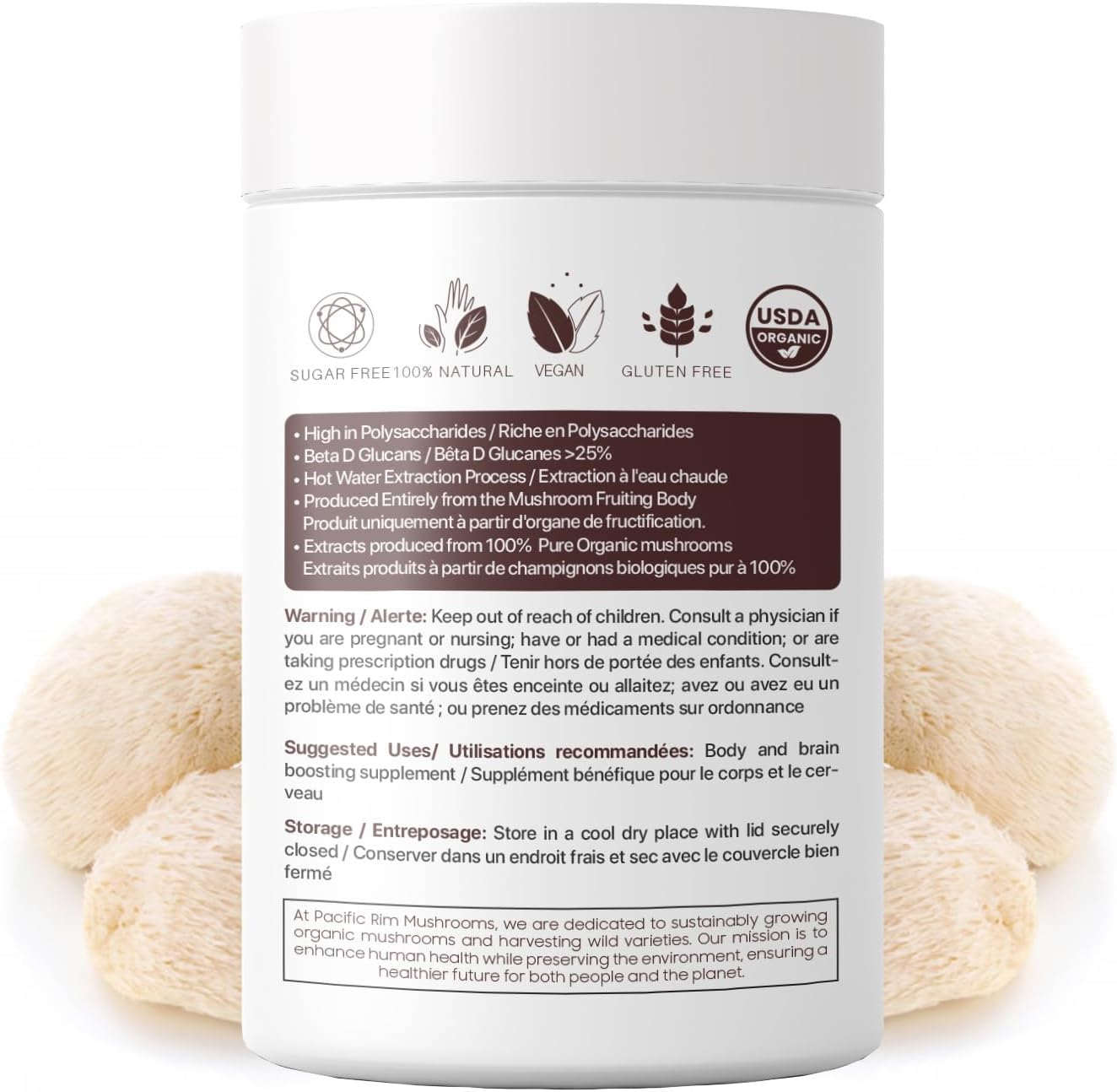 Organic Lions Mane Mushroom Powder for Memory & Brain Health - Ultra Strength 10:1 Supplement, 8oz / 226 Servings