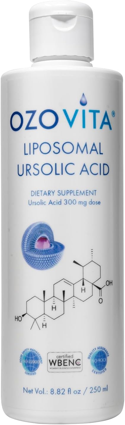 Organic Liposomal Ursolic Acid Supplement | Vegan Coconut Flavor | Non-GMO & Gluten-Free | 250ml - 50 Doses | ISO9001 & ISO22000 Compliant