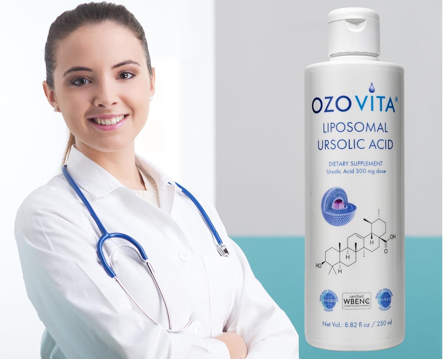 Organic Liposomal Ursolic Acid Supplement | Vegan Coconut Flavor | Non-GMO & Gluten-Free | 250ml - 50 Doses | ISO9001 & ISO22000 Compliant