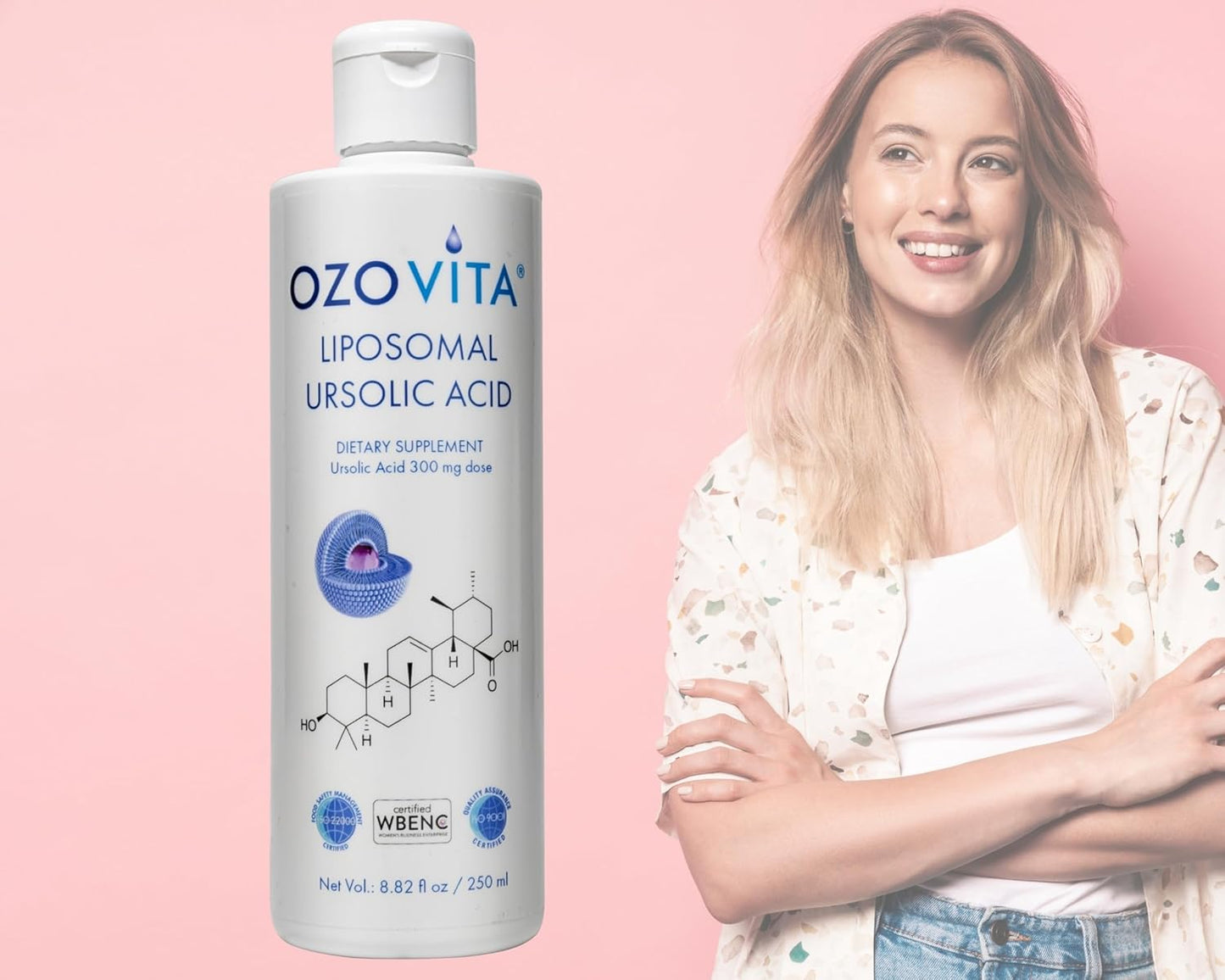 Organic Liposomal Ursolic Acid Supplement | Vegan Coconut Flavor | Non-GMO & Gluten-Free | 250ml - 50 Doses | ISO9001 & ISO22000 Compliant