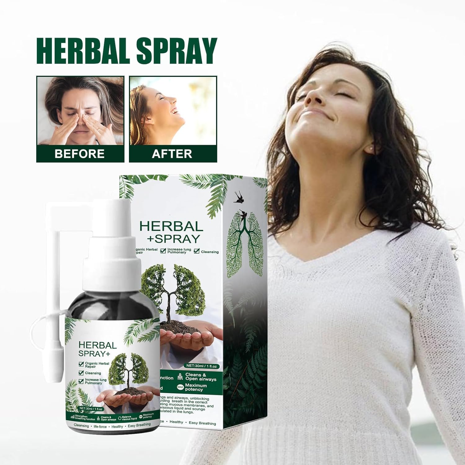 Organic Lung Cleansing Spray for Smokers - Herbal Mist for Respiratory Health - 4 Week Support (2 Pack)