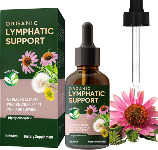 Organic Lymphatic Drainage Drops with Echinacea & Red Clover Extract - Vegan, Alcohol and Sugar-Free (30 Servings)