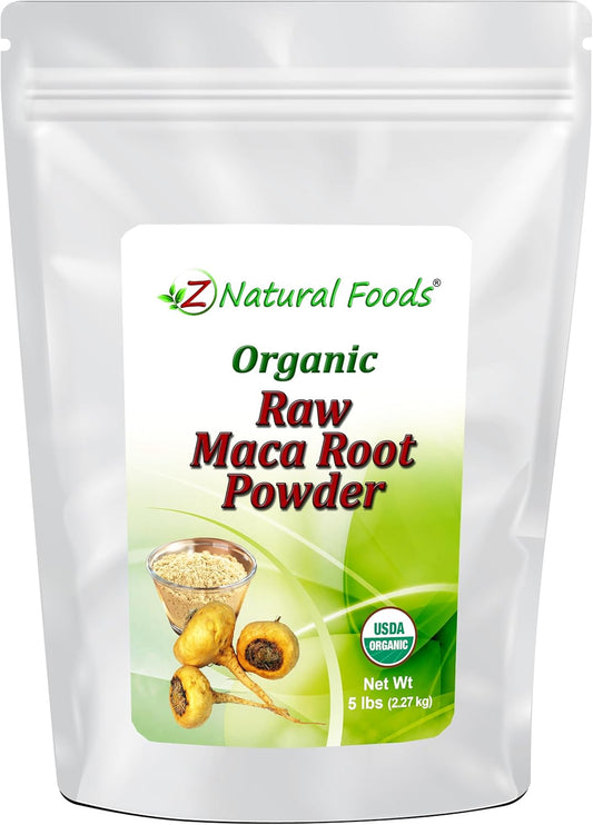 Organic Maca Root Powder 5 lb Bulk Size - Adaptogen Superfood Supplement - Red, Yellow & Black Blend from Peru - Raw, Vegan, Non GMO, Gluten Free - Ideal for Drinks, Smoothies & Recipes