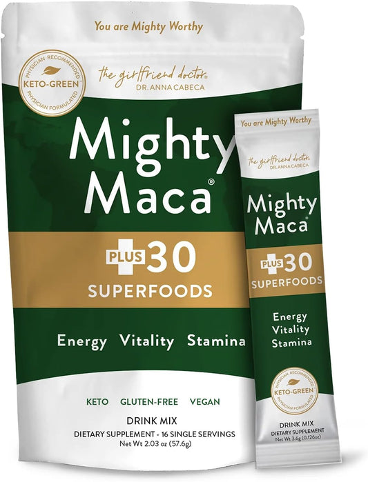 Organic Maca Root Superfoods Greens Keto Detox Drink Powder - Vegan Alkaline Superfood Mix (16 Travel Packs)