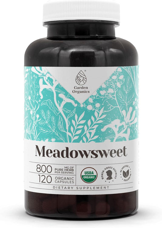 Organic Meadowsweet Capsules - High-Potency Herbal Dietary Supplement with Vegetable Capsules | 120 Capsules of USDA Organic Meadowsweet Herb