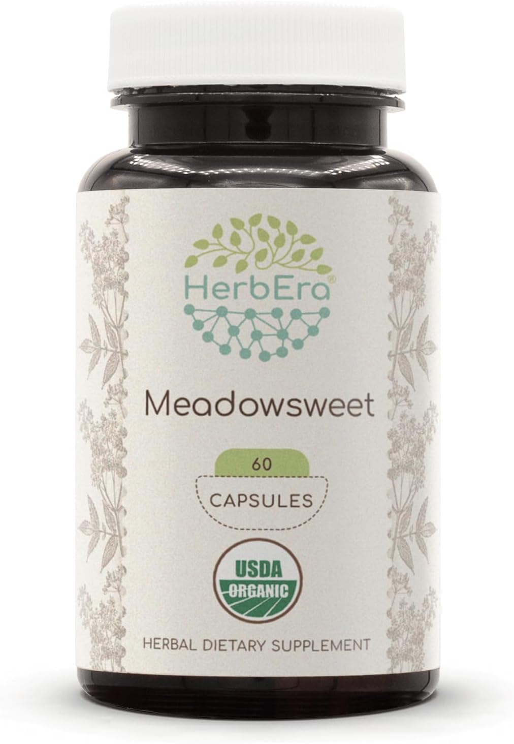 Organic Meadowsweet Herbal Supplement - 60 Capsules | USDA Certified | Vegetarian Capsules - Dried Filipendula ulmaria Herb