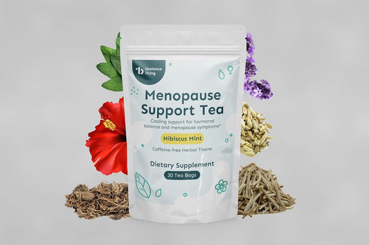 Organic Menopause Support Tea for Hot Flashes, Night Sweats & Mood Swings | With Black Cohosh, Red Clover, Sage | Hibiscus Mint Flavor | 30 Tea Bags