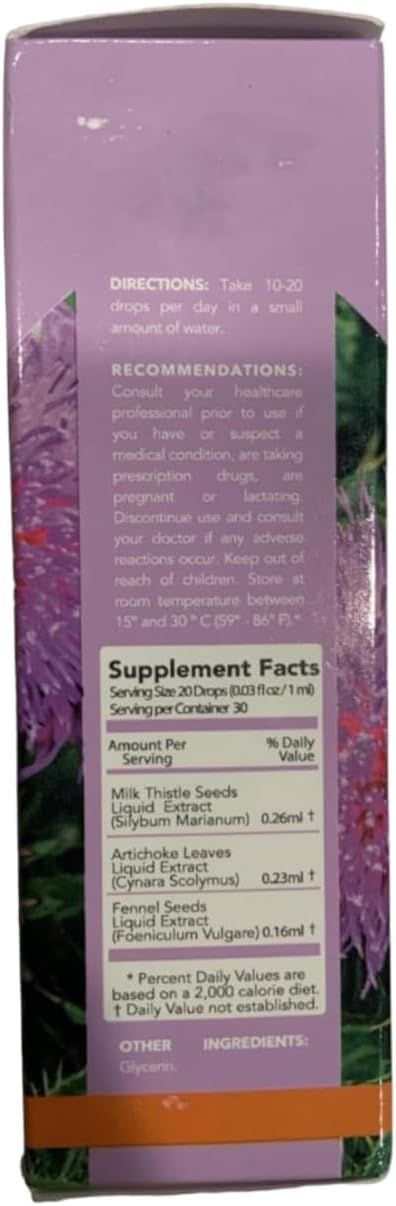 Organic Milk Thistle Herbal Liquid Extract Drops - 1.01 fl oz - Natural Supplement for Liver Support