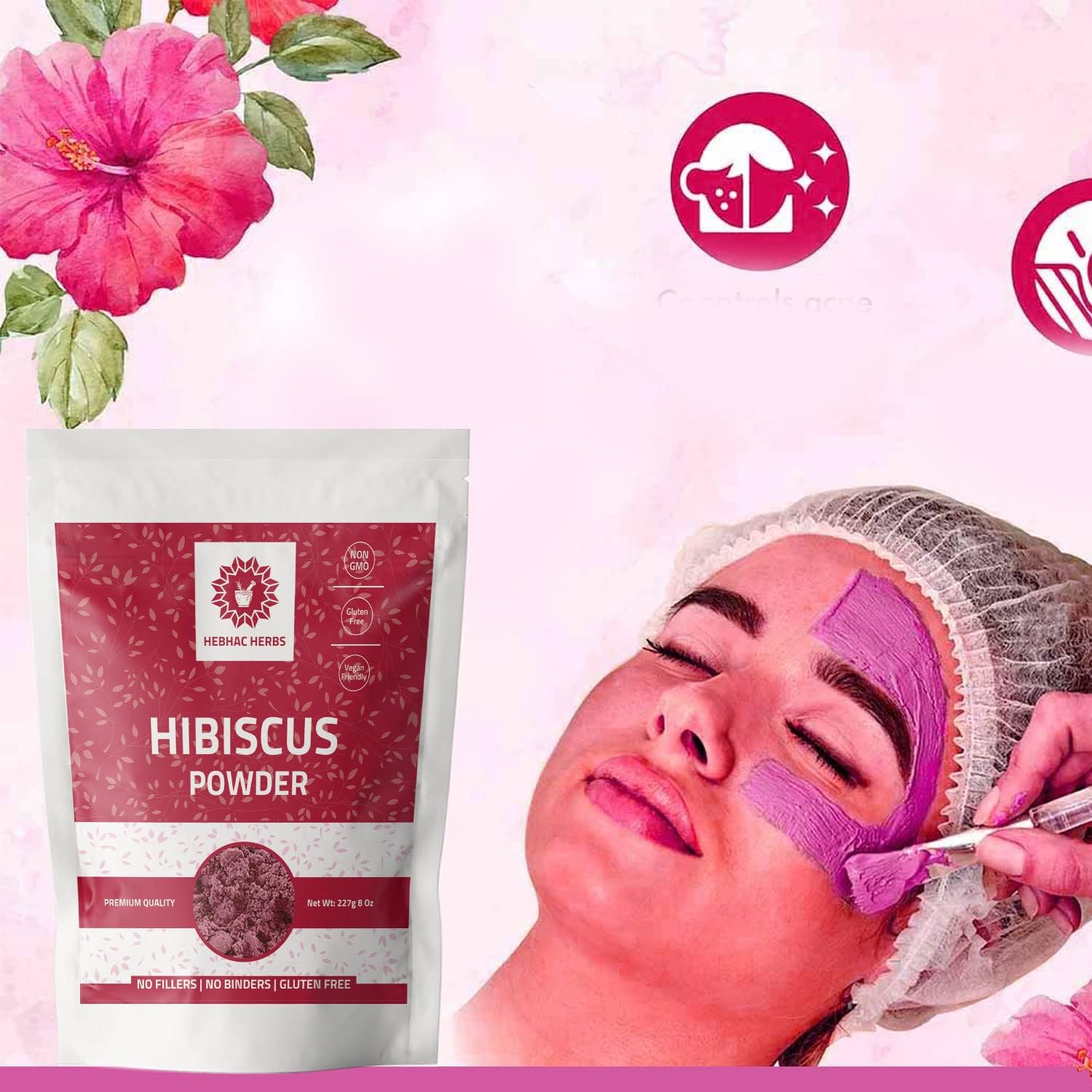 Organic Moringa Capsules 1000mg with Hibiscus Powder - 120 Capsules, 227g