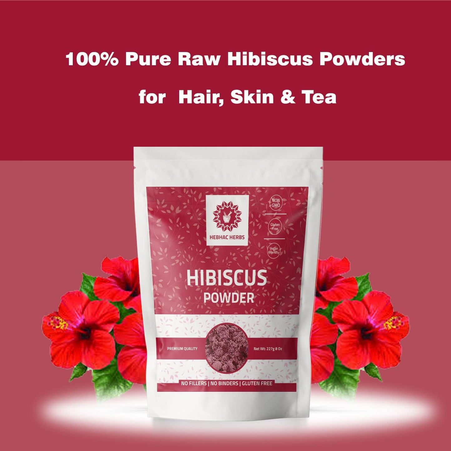 Organic Moringa Capsules 1000mg with Hibiscus Powder - 120 Capsules, 227g