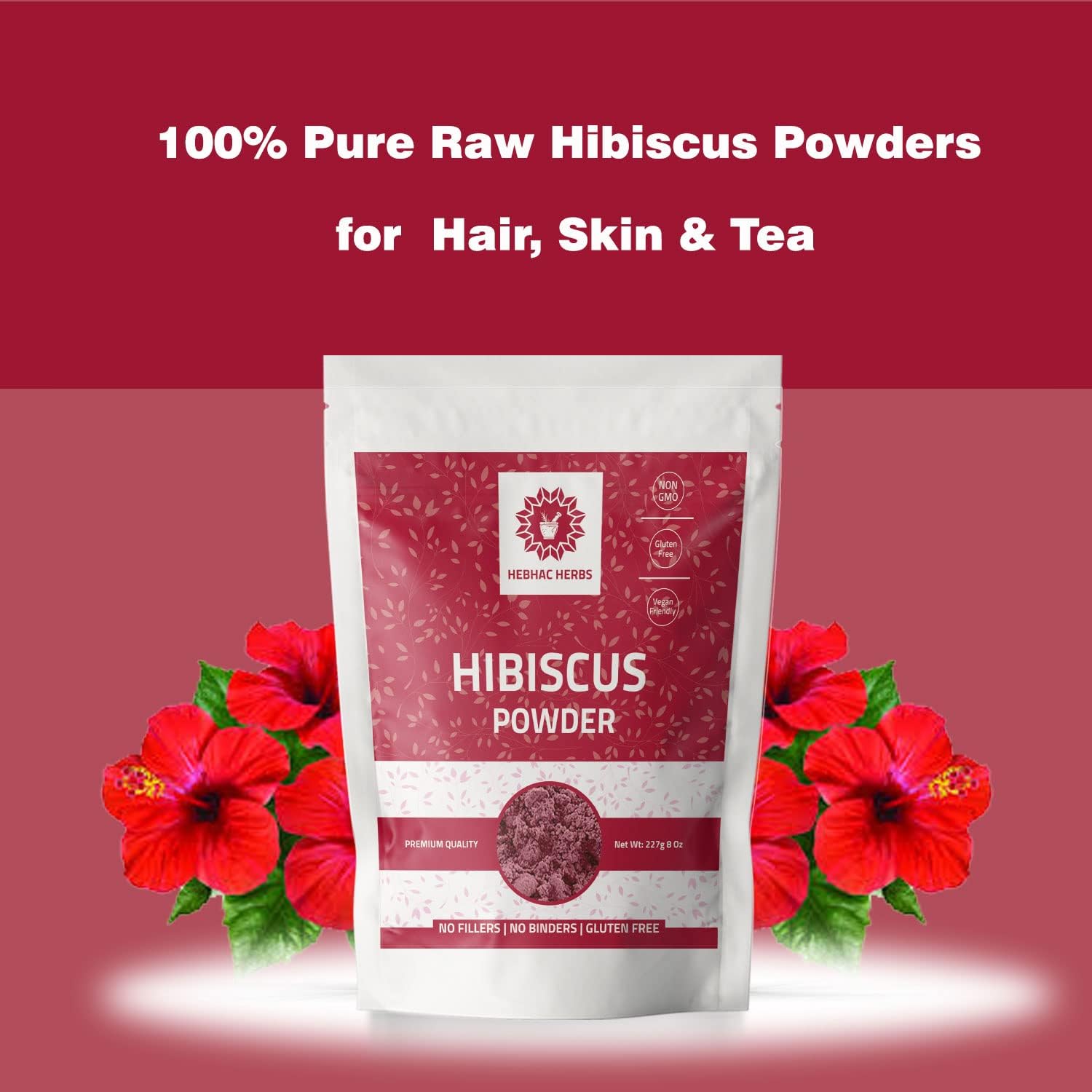 Organic Moringa Capsules 1000mg with Hibiscus Powder - 120 Capsules, 227g