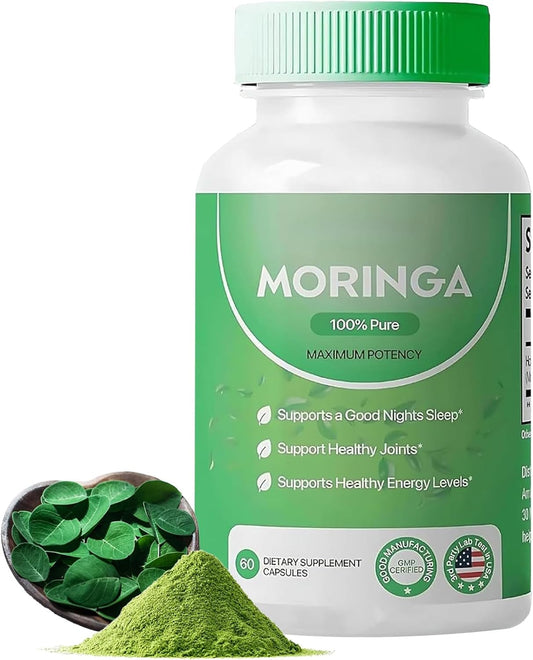 Organic Moringa Capsules 800mg - Pure Moringa Powder with Essential Vitamins & Amino Acids - Supports Energy & Skin Health - 1 Piece