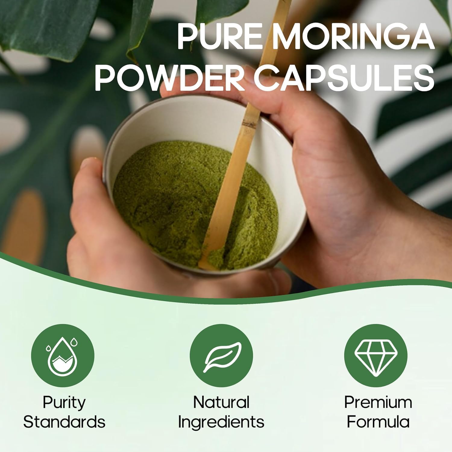 Organic Moringa Capsules: 800mg Pure Powder Superfood for Energy - 60 Capsules