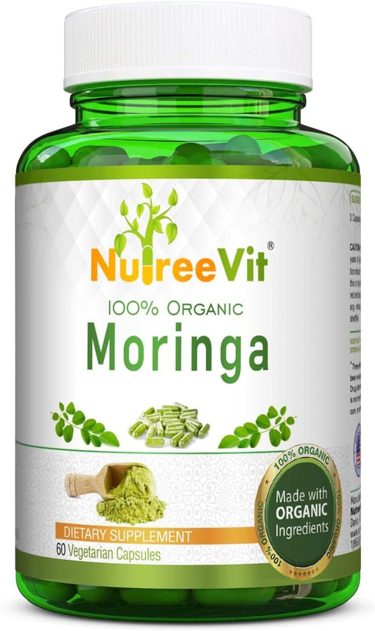 Organic Moringa Leaf Extract Capsules - NutreeVit 240 Pure Moringa Powder Capsules