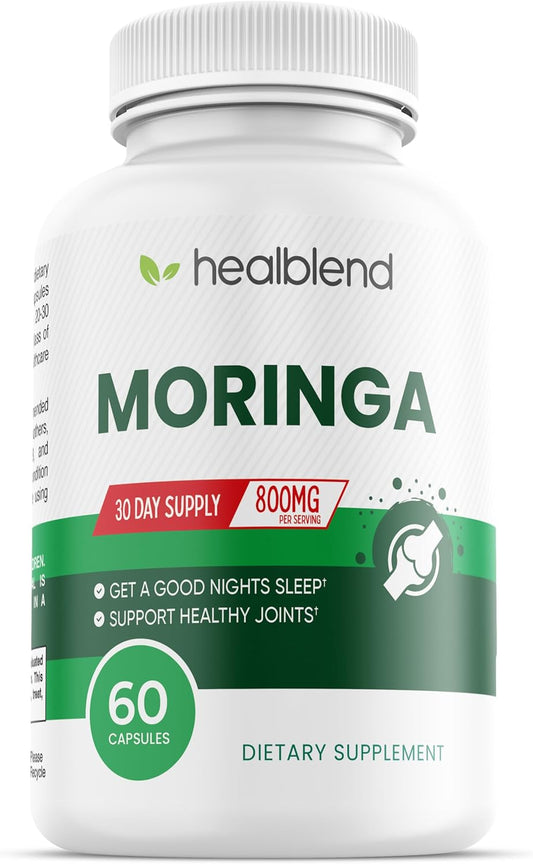 Organic Moringa Leaf Powder Capsules - Superfood Supplement for Energy, Mood, Skin, Gut Health & Immune Support - 30 Day Supply