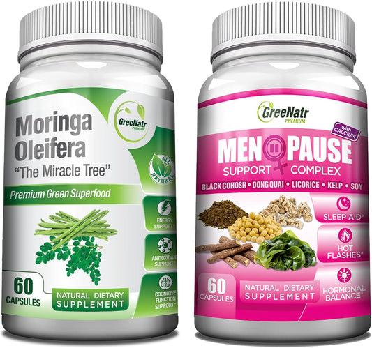 Organic Moringa Oleifera Supplement for Menopause Symptom Relief with Mood Enhancement Support