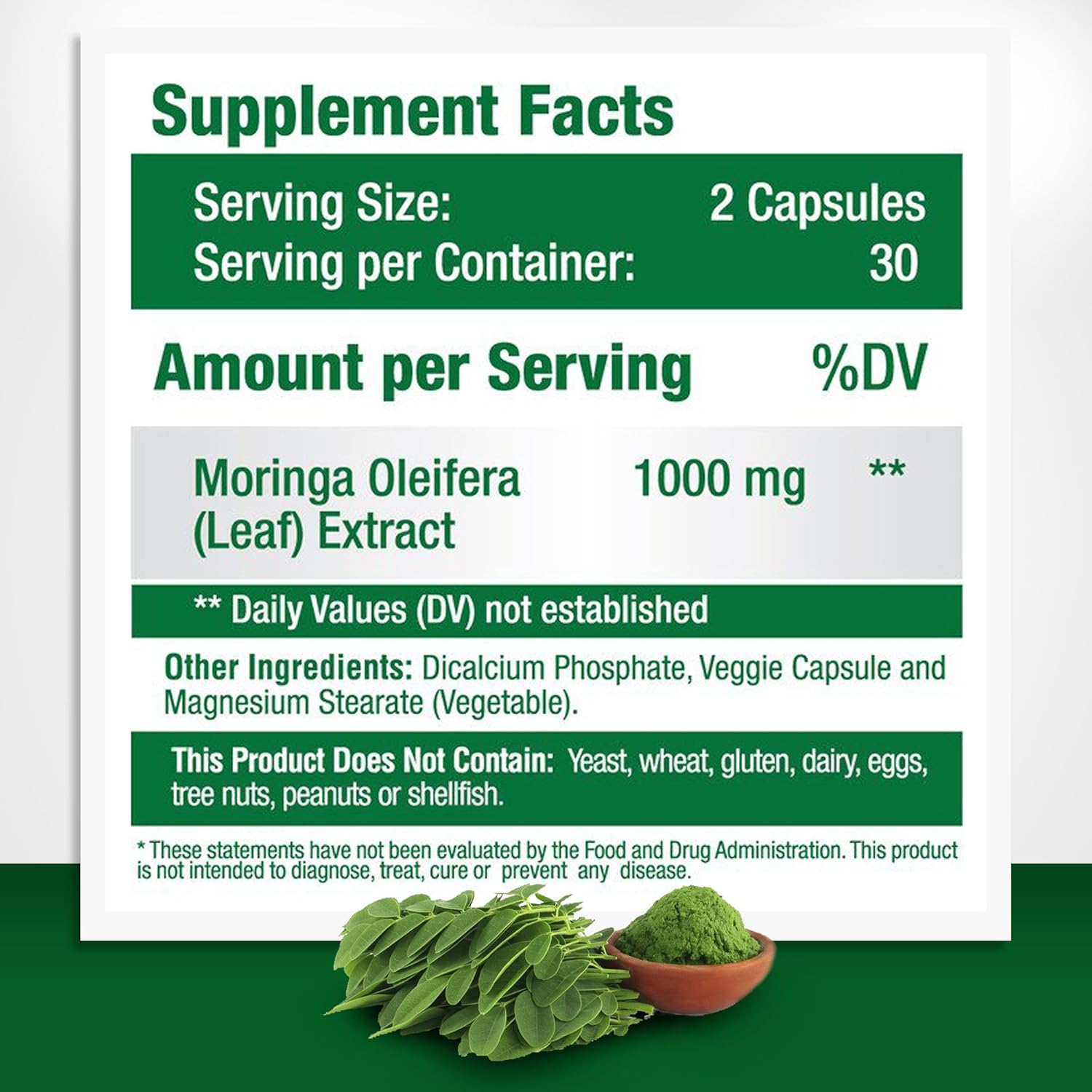 Organic Moringa Oleifera Supplement for Menopause Symptom Relief with Mood Enhancement Support