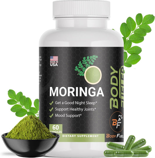 Organic Moringa Powder Capsules 800mg - Nutritional Supplement for Energy, Metabolism, Joint Support, Wellness & Immune - 60 Veg Caps - USA Made