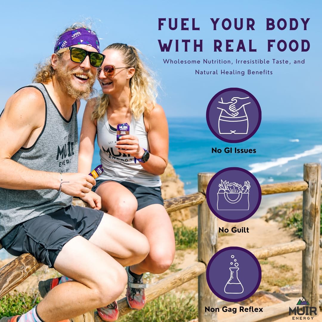 Organic Muir Cashew Vanilla Mate Energy Gel - 10 Pack | Vegan, Paleo, Non-GMO, Gluten-Free Endurance Fuel | Clean Ingredients for Lasting Energy Boost