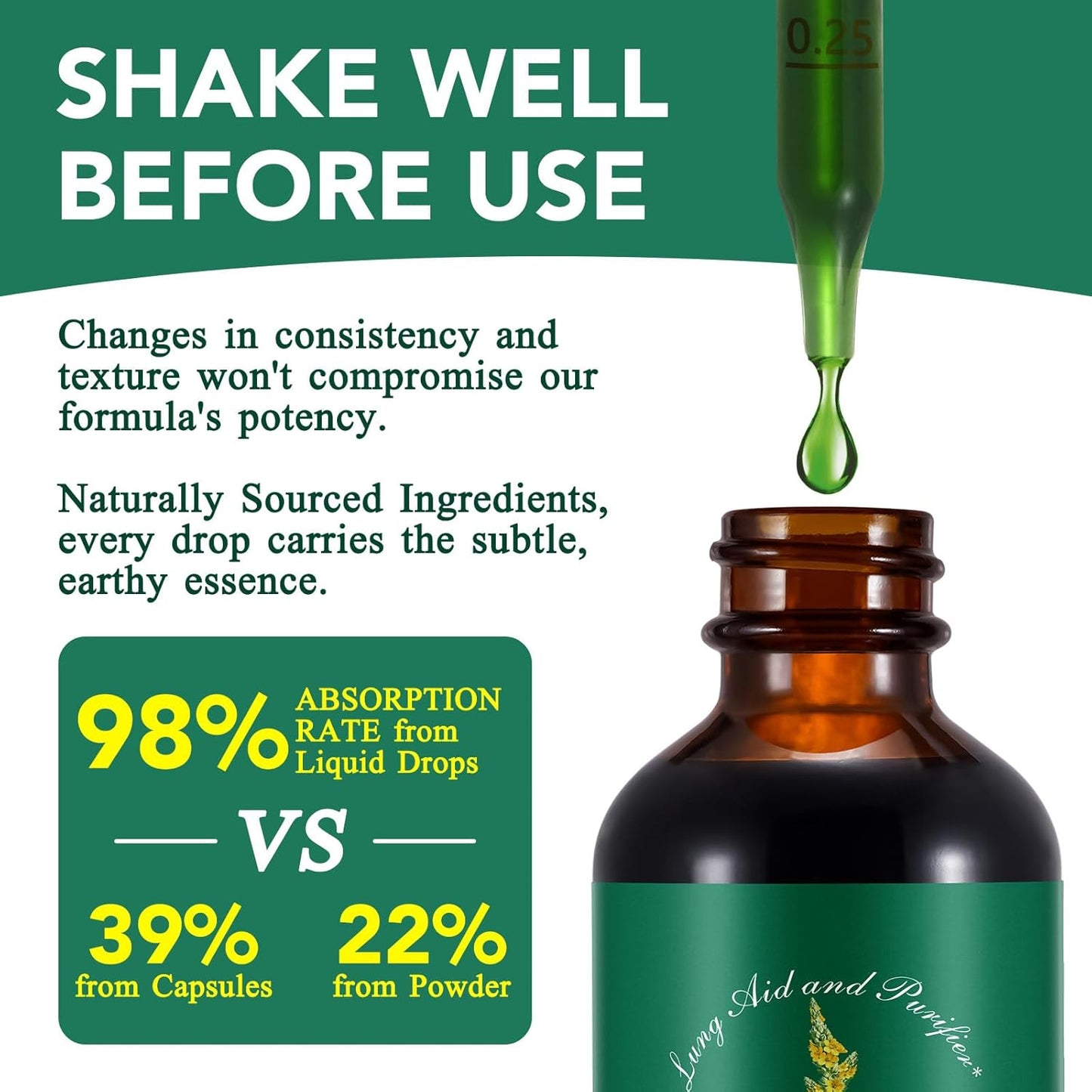 Organic Mullein Leaf Extract Drops for Lung Cleanse and Respiratory Function - Immune Support Tincture, Tea, Pills