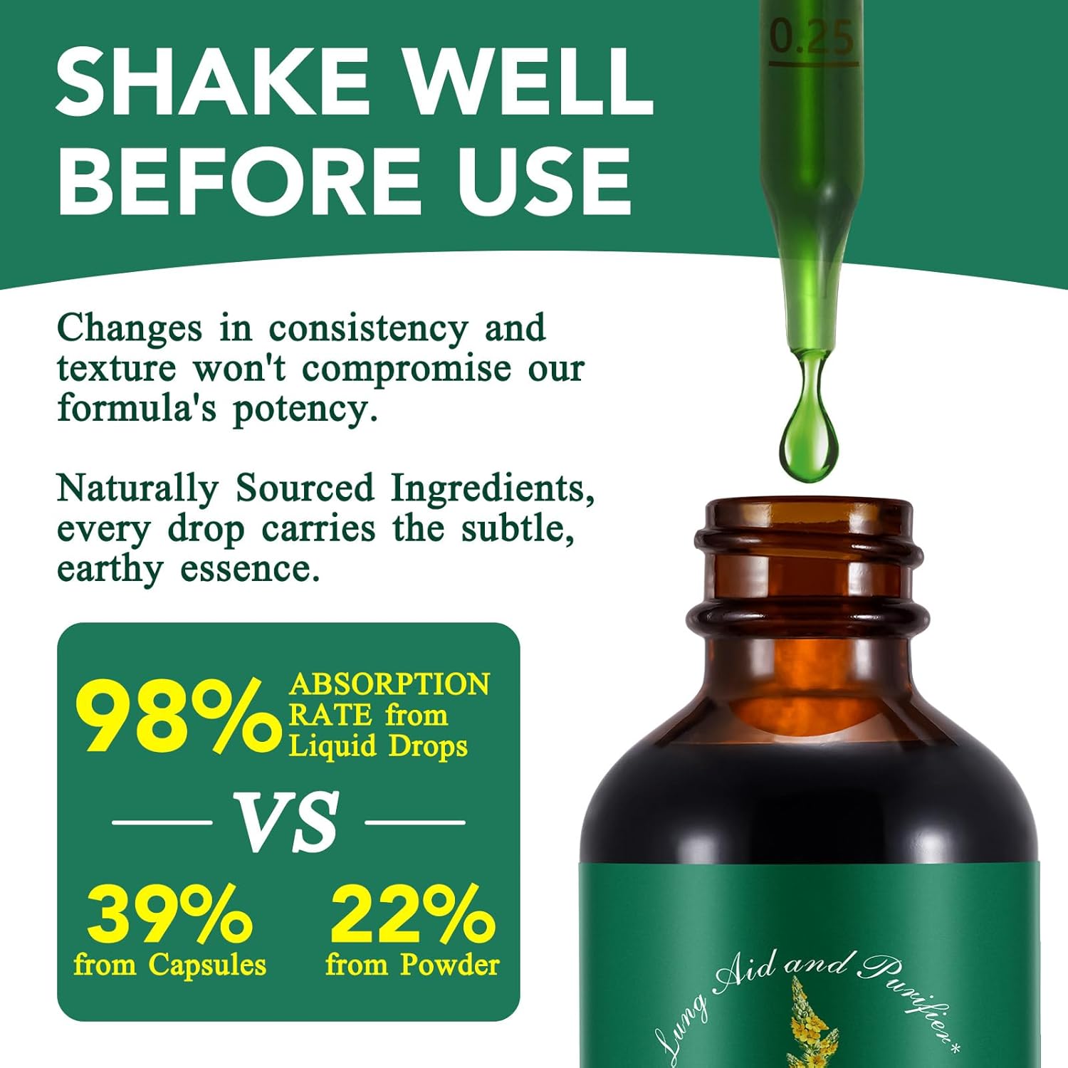 Organic Mullein Leaf Extract Drops for Lung Cleanse and Respiratory Function - Immune Support Tincture, Tea, Pills