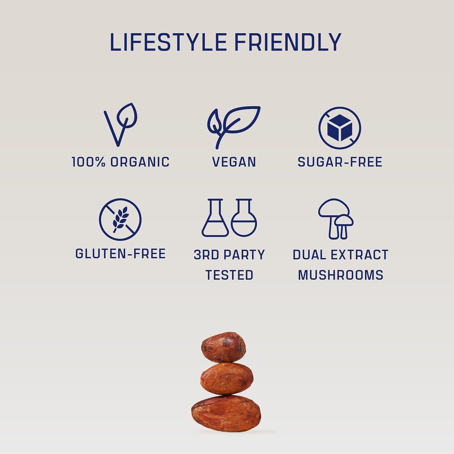 Organic Mushroom Cacao Blend with Lion's Mane & Reishi | 2,500mg/Serving | Sleep, Beauty, Focus | Vegan & Non-GMO | MCT & Moringa | 180g - 30 Servings