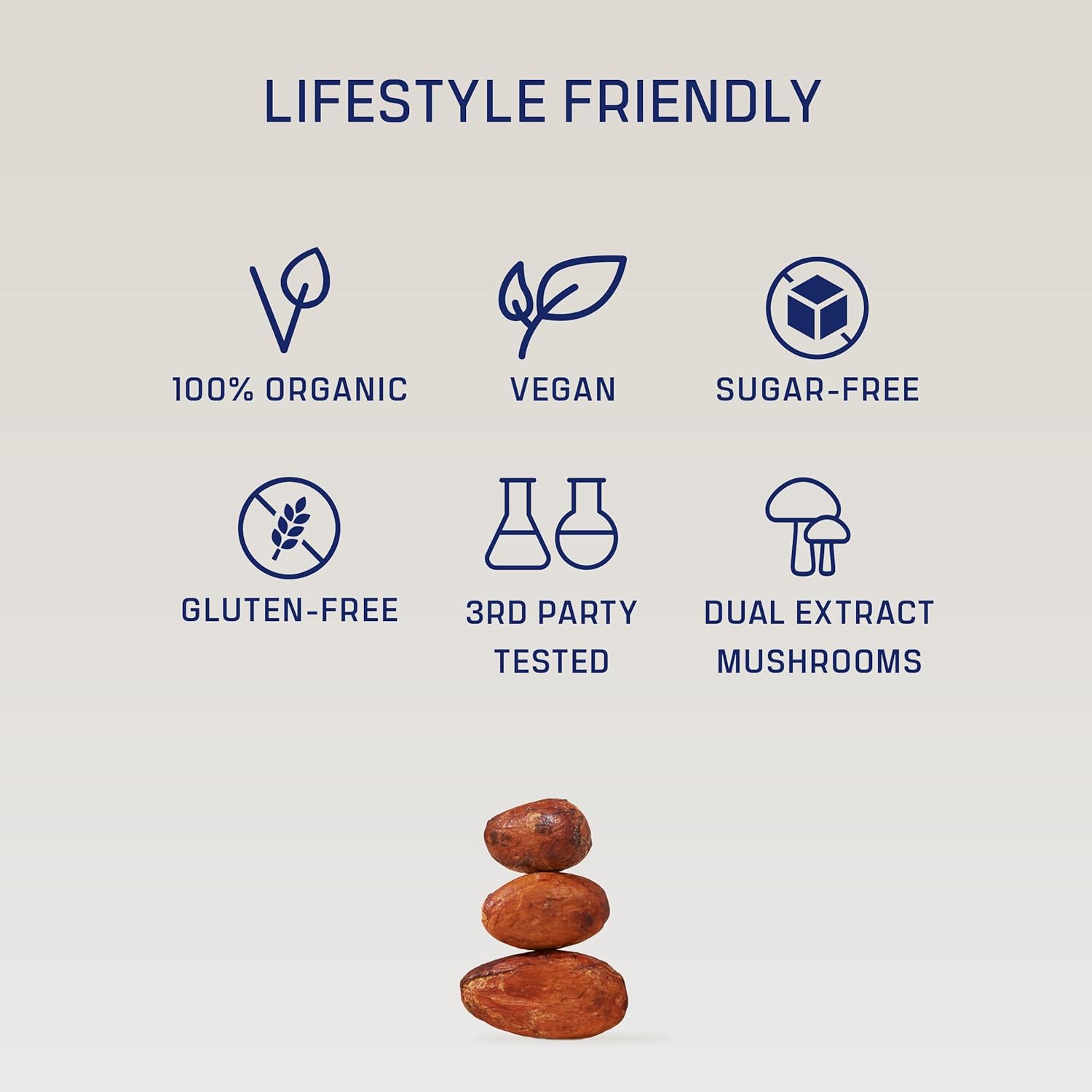 Organic Mushroom Cacao Blend with Lion's Mane & Reishi | 2,500mg/Serving | Sleep, Beauty, Focus | Vegan & Non-GMO | MCT & Moringa | 180g - 30 Servings