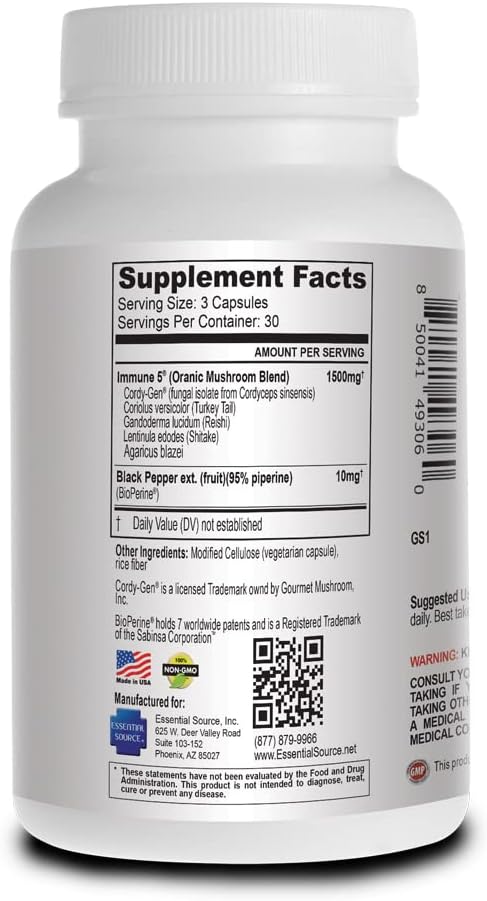Organic Mushroom Complex: Memory and Focus Brain Support Supplement with Turkey Tail and Reishi Capsules