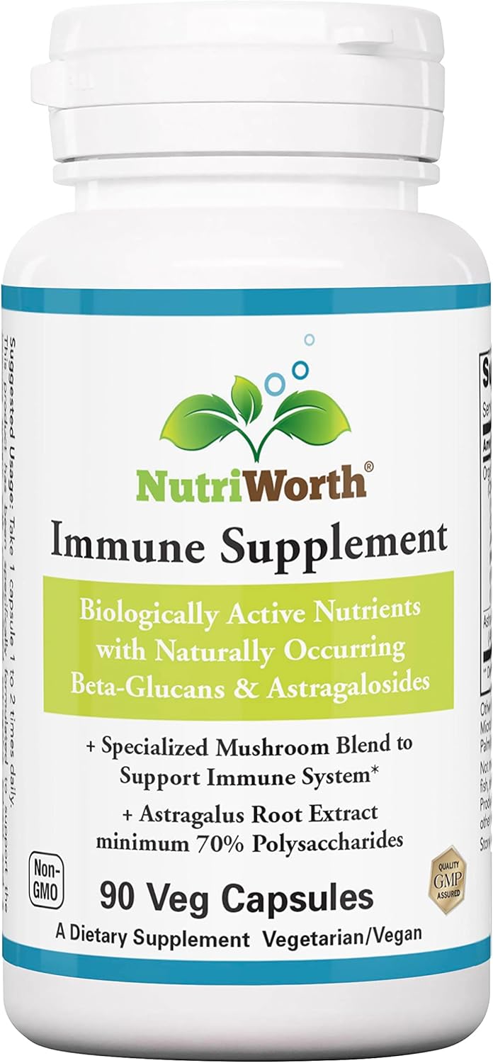 Organic Mushroom Immune Support Supplement - 90 Veg Capsules by NutriWorth